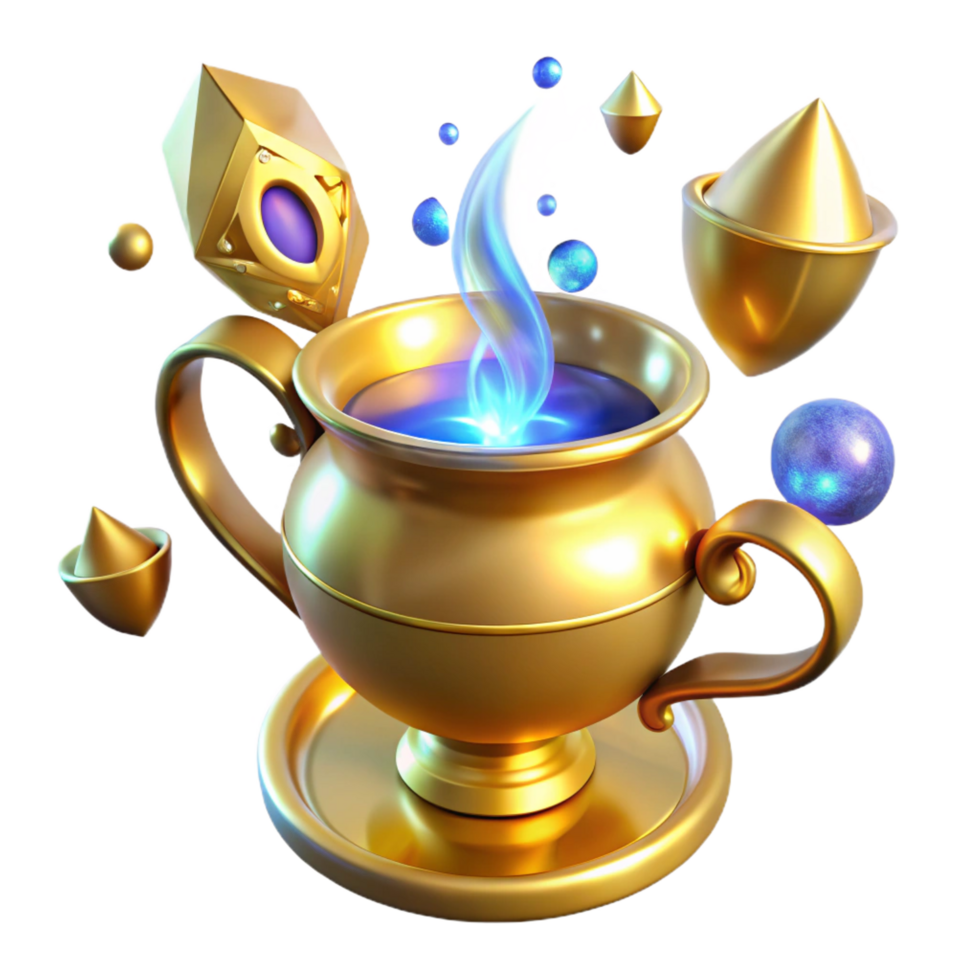 stunning classic Golden Cauldron Magical Potion Mystical Objects 4K png