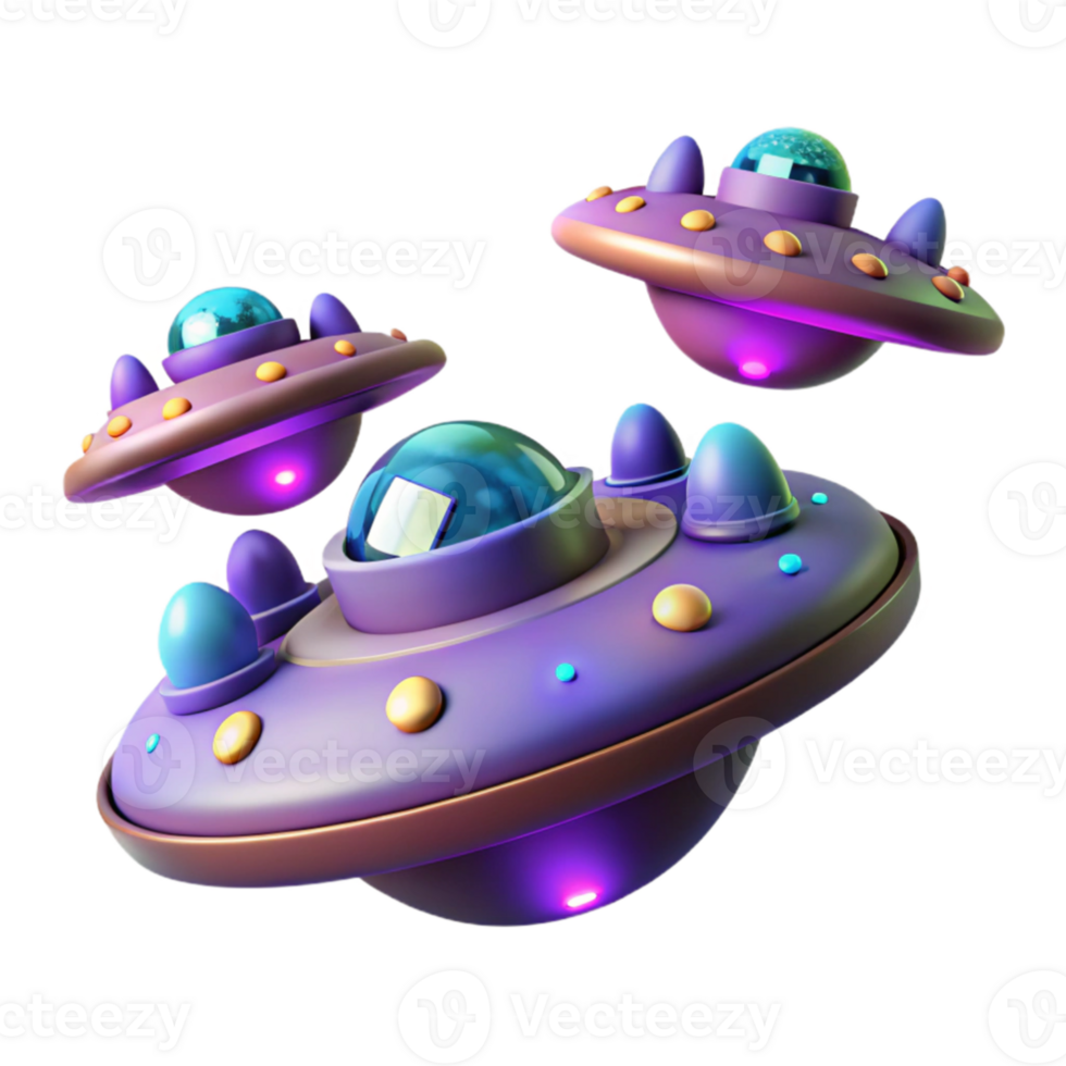 stunning classic 3D Cartoon UFOs Illustration high quality png