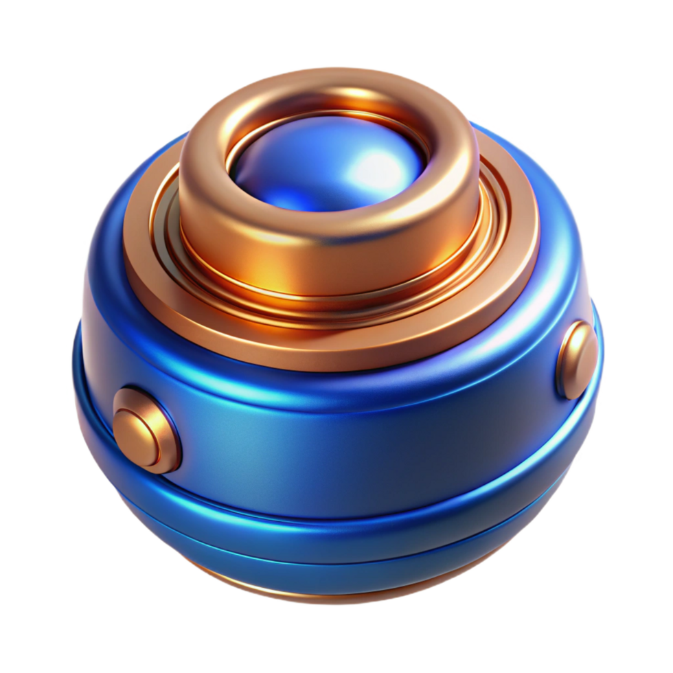 extraordinary creative Abstract Metallic Sphere Blue and Gold 3D Render original png