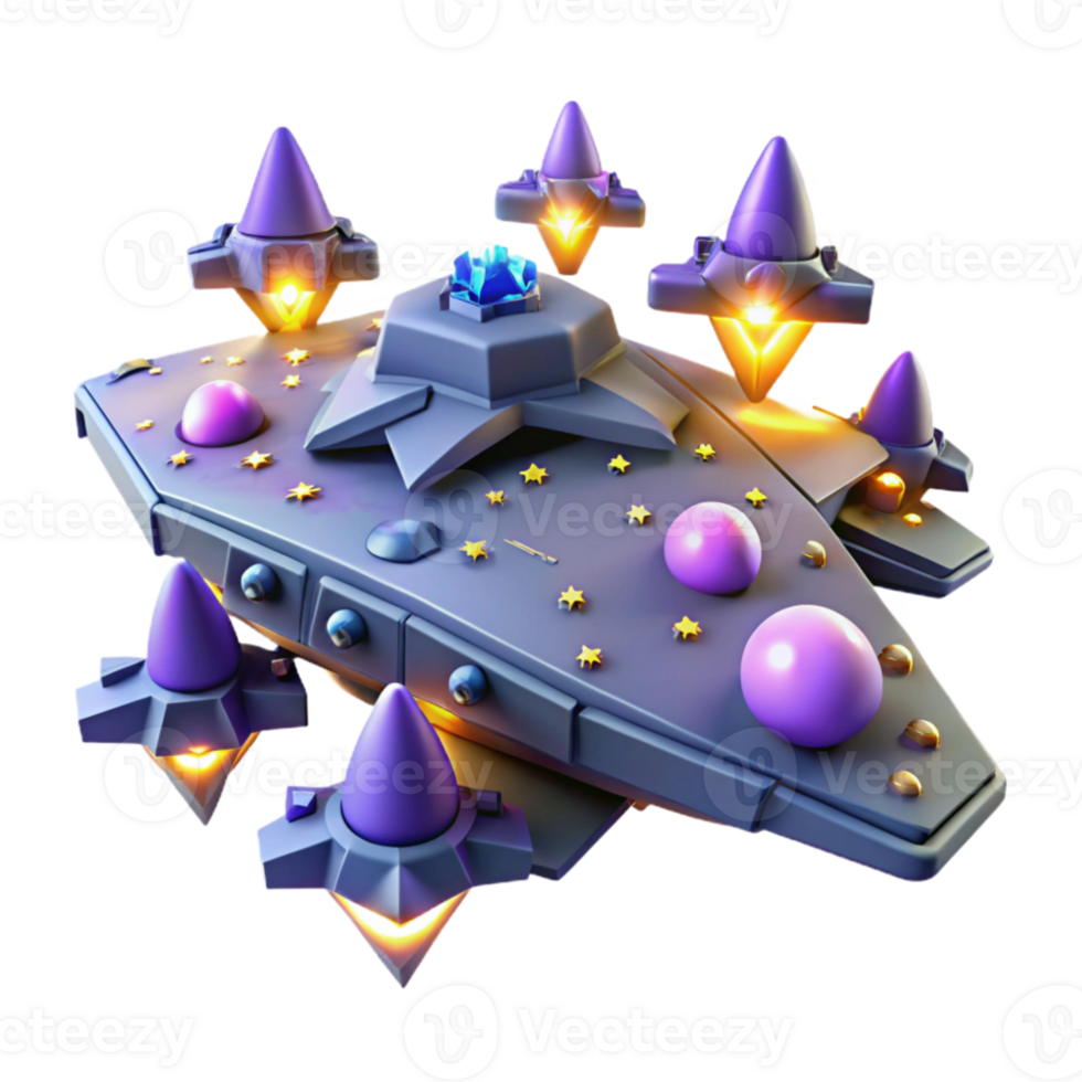 serene artistic Fantasy Spaceship 3D Render premium png