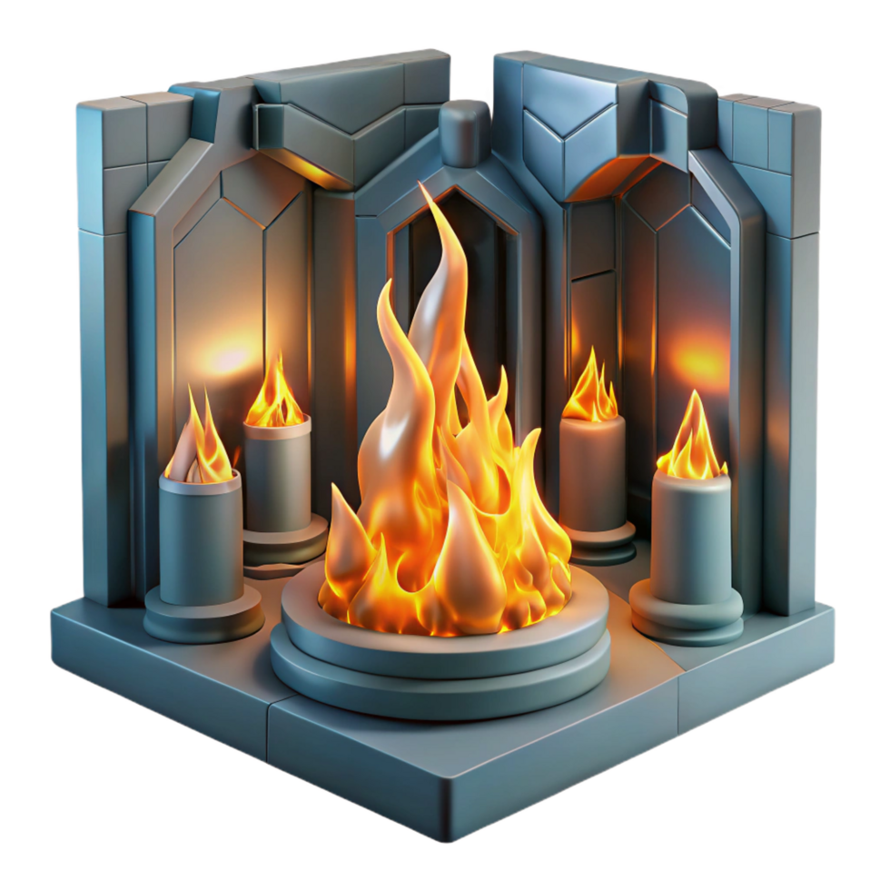 impressive rustic Fiery Altar 3D Render of a Fantasy Shrine original png