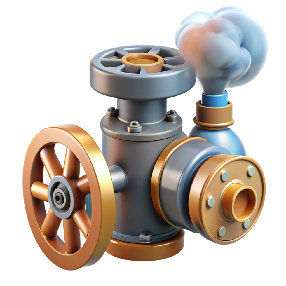 stunning traditional Steam-Powered Valve Mechanism 3D Render of Industrial Machine 4K png