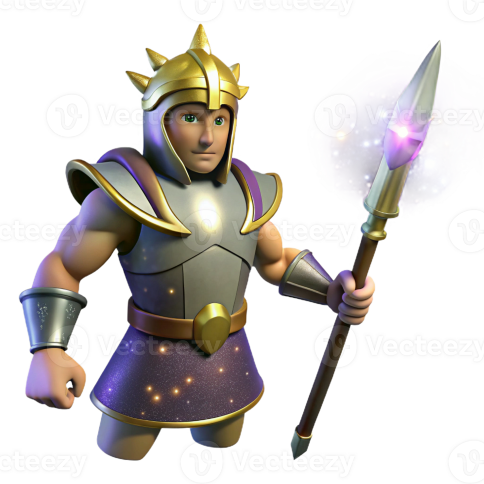 magnificent minimalist Cosmic Warrior 3D Render high quality png