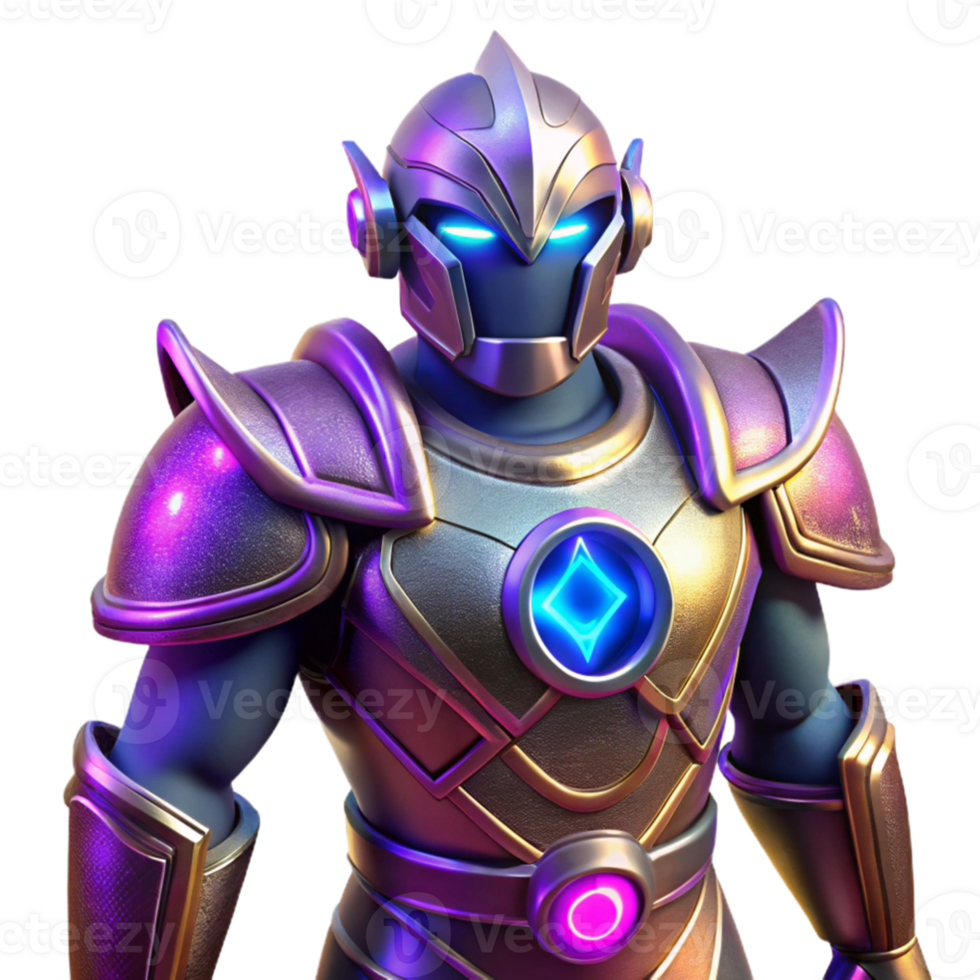 vibrant modern 3D Render of a Majestic Futuristic Knight high quality png