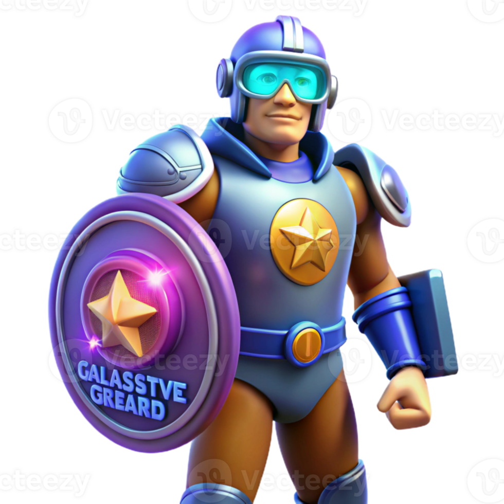 impressive artistic 3D Render Galactic Hero with Shield exclusive png