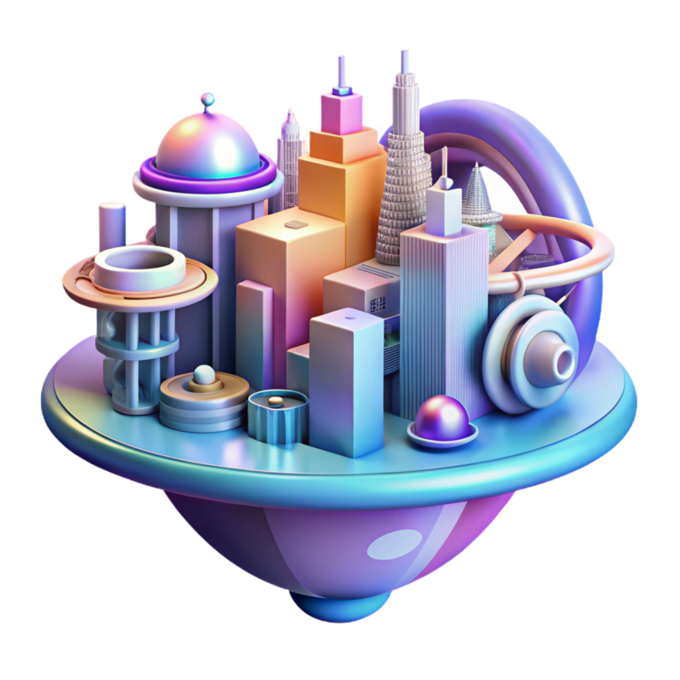 serene rustic Futuristic Cityscape A 3D Render of a Vibrant, Modern Metropolis authentic png