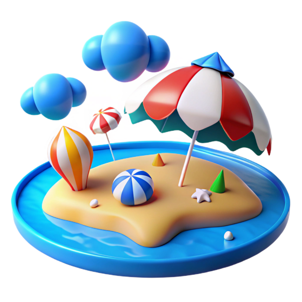 stunning modern Summer Fun Beach Island Paradise 3D Render 4K png