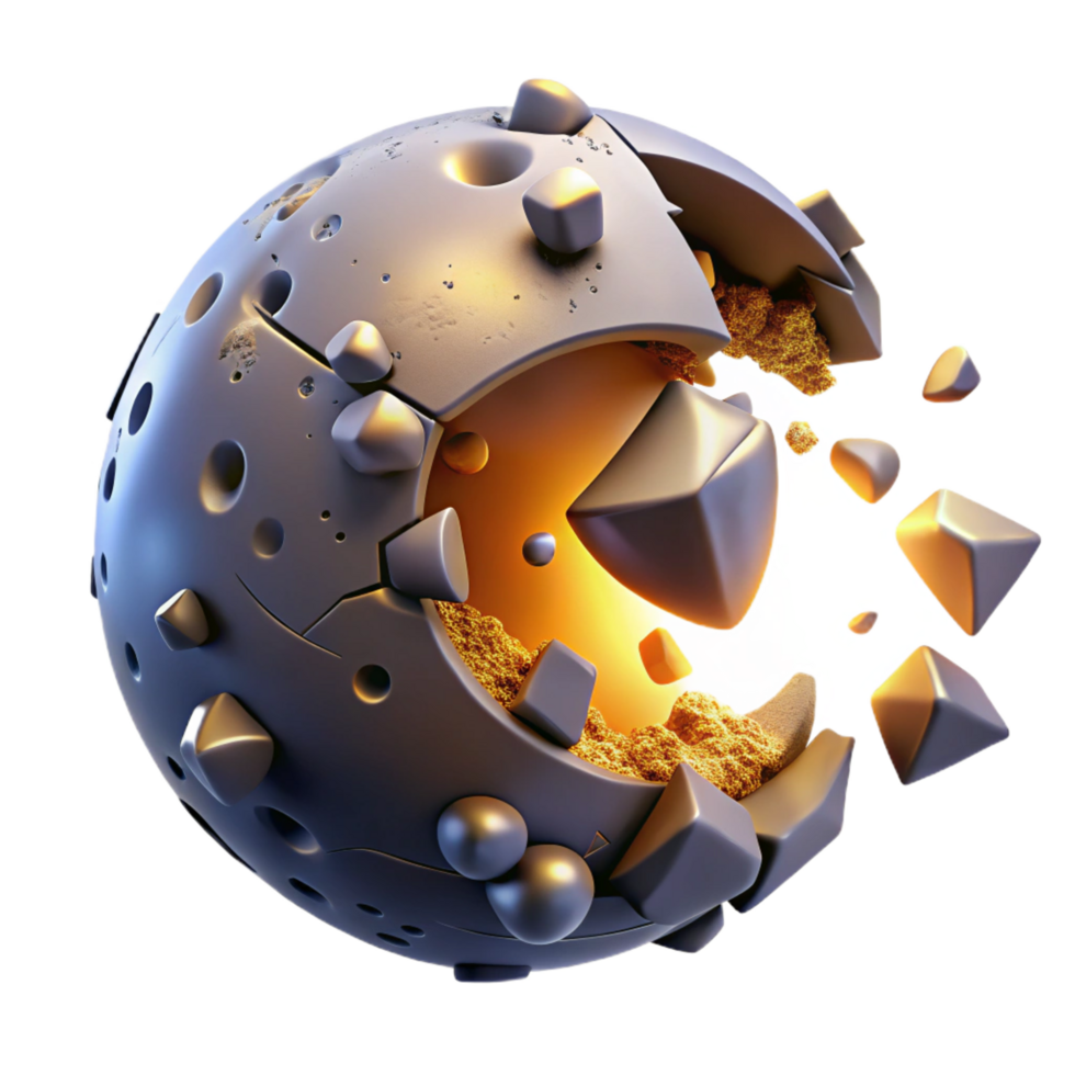 vibrant abstract Shattered Sphere Abstract 3D Render of Exploding Orb authentic png