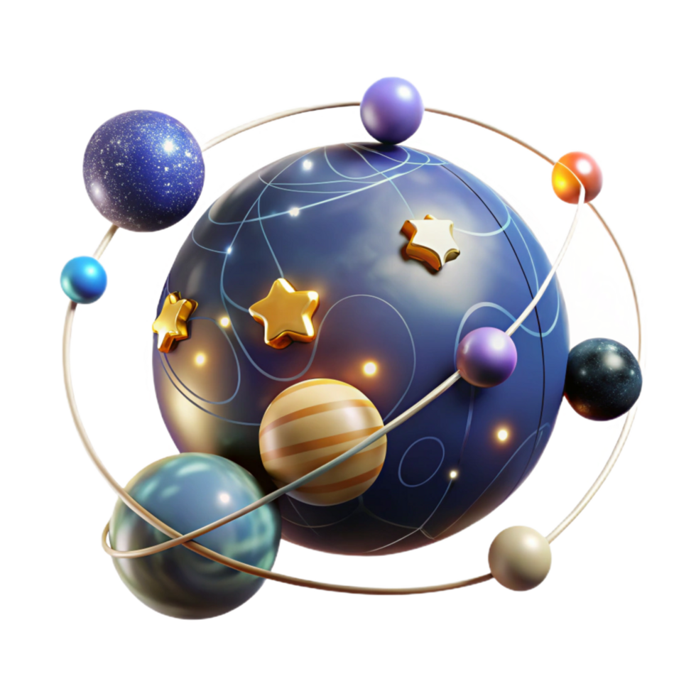 impressive artistic Celestial Sphere Orbits of Planets and Stars high quality png