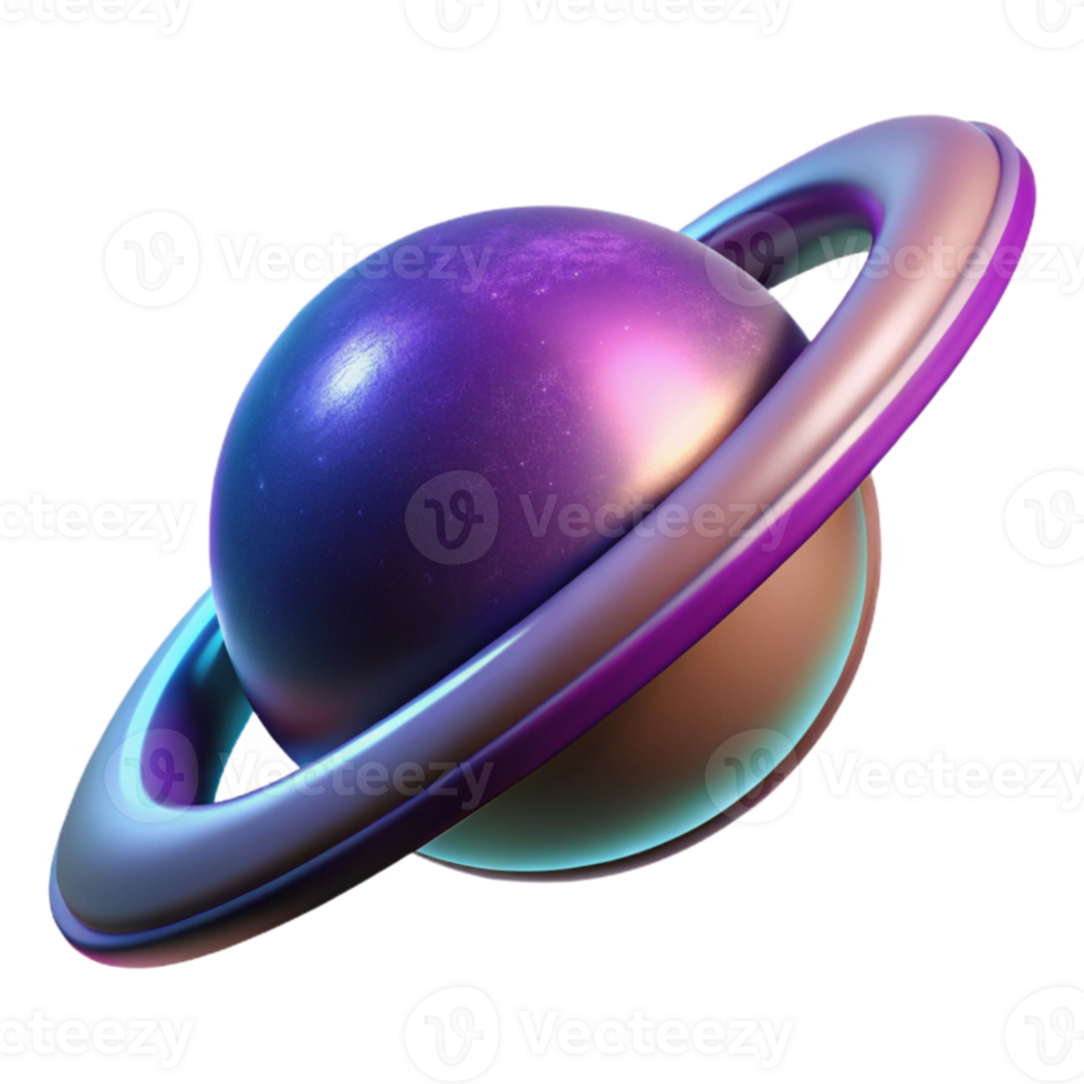 extraordinary abstract 3D Render of a Colorful Planet with Rings authentic png