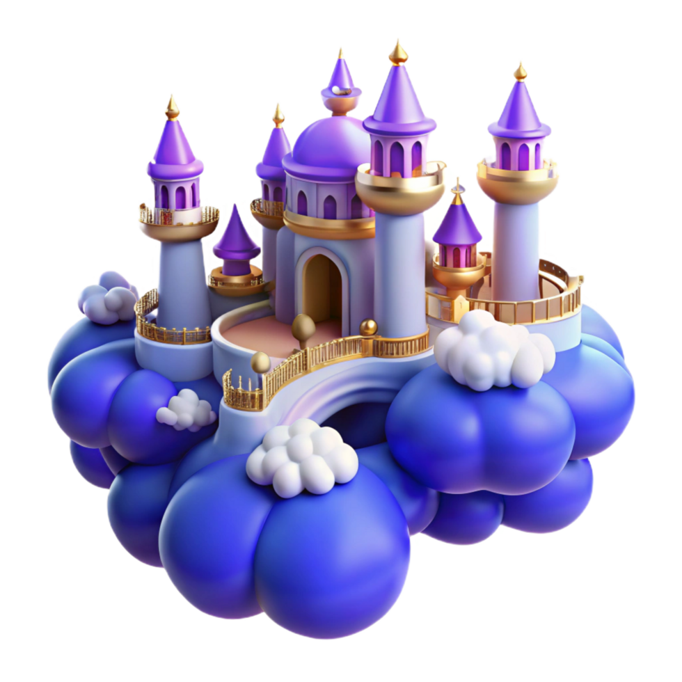 extraordinary traditional Enchanted Castle in the Clouds A 3D Fantasy Scene high quality png