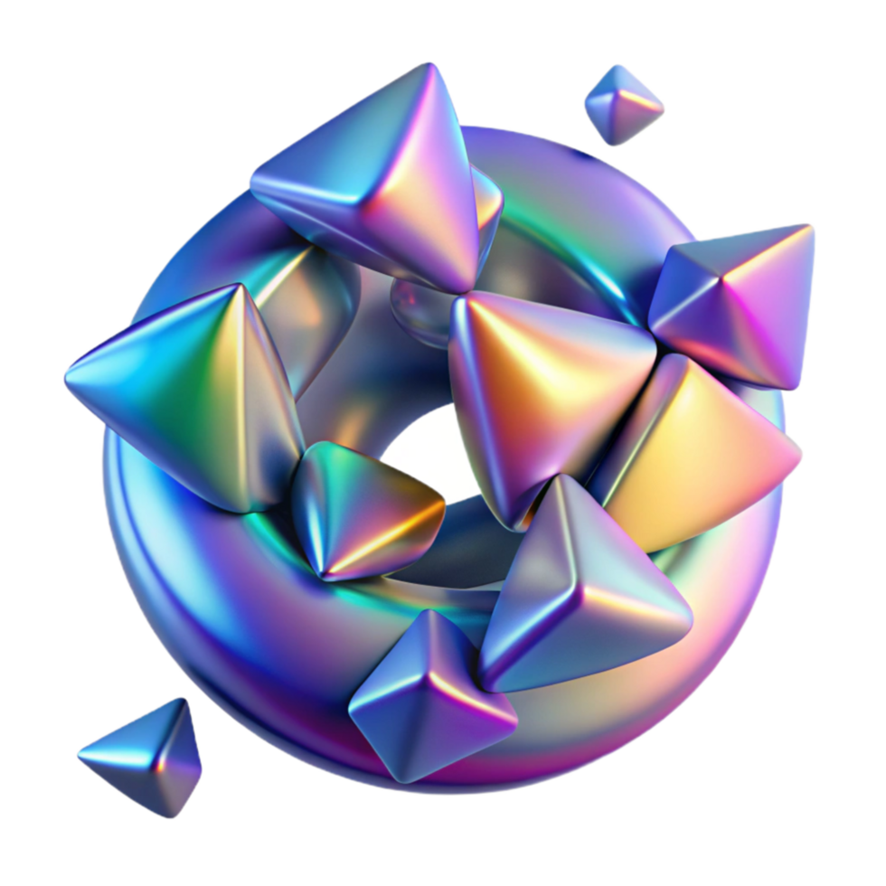 impressive abstract Iridescent Geometric Forms Abstract 3D Render genuine png