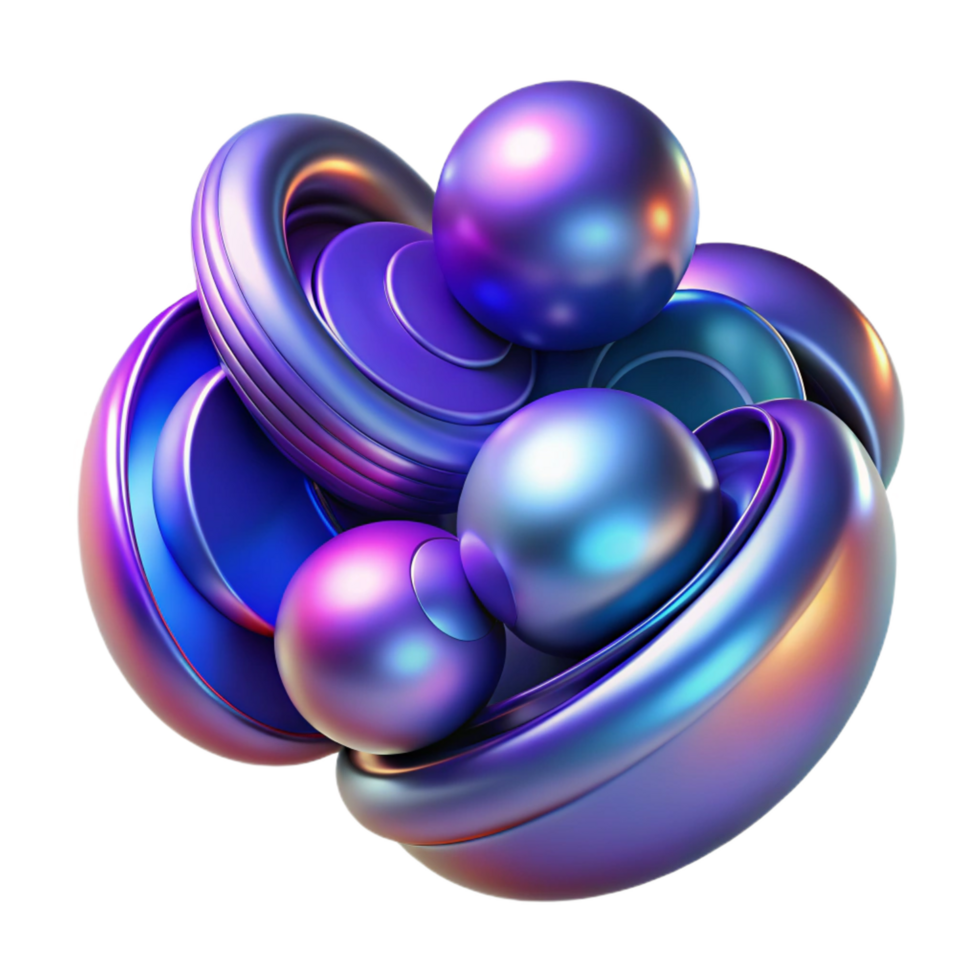 magnificent rustic Abstract 3D Render Iridescent Spheres and Rings professional png