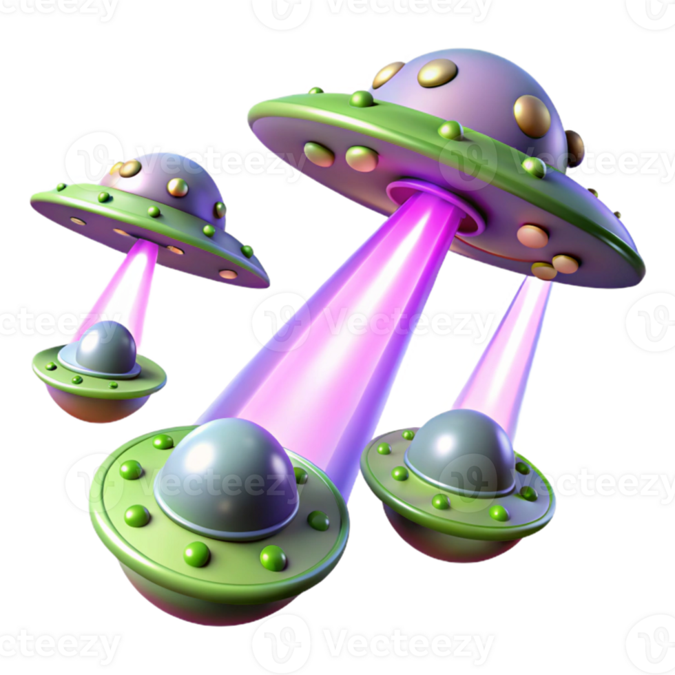 magnificent creative Cartoon UFOs 3D Render original png