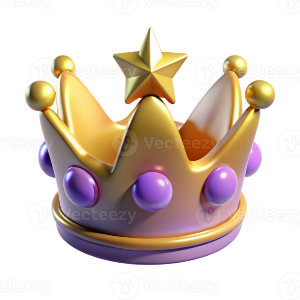 elegant modern Golden Crown 3D Render detailed png