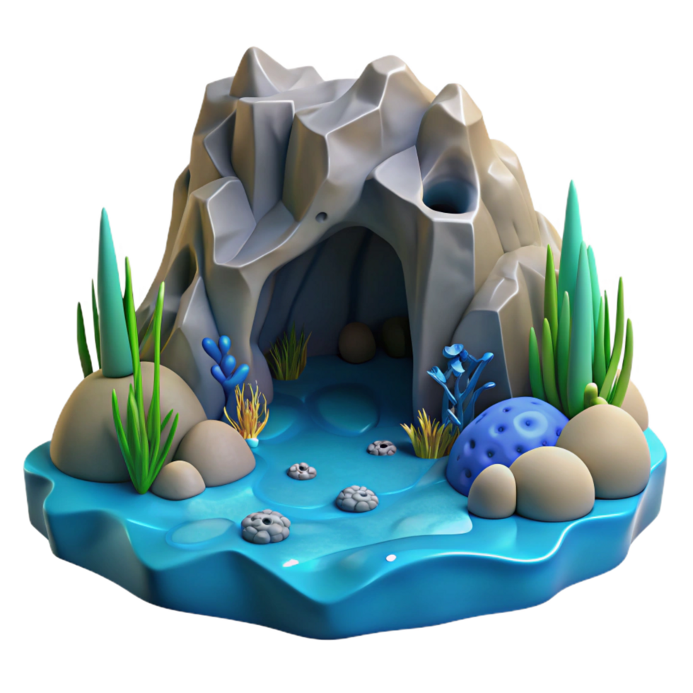 vibrant traditional Undersea Cave 3D Render Ocean Scene with Rocks and Plants genuine png