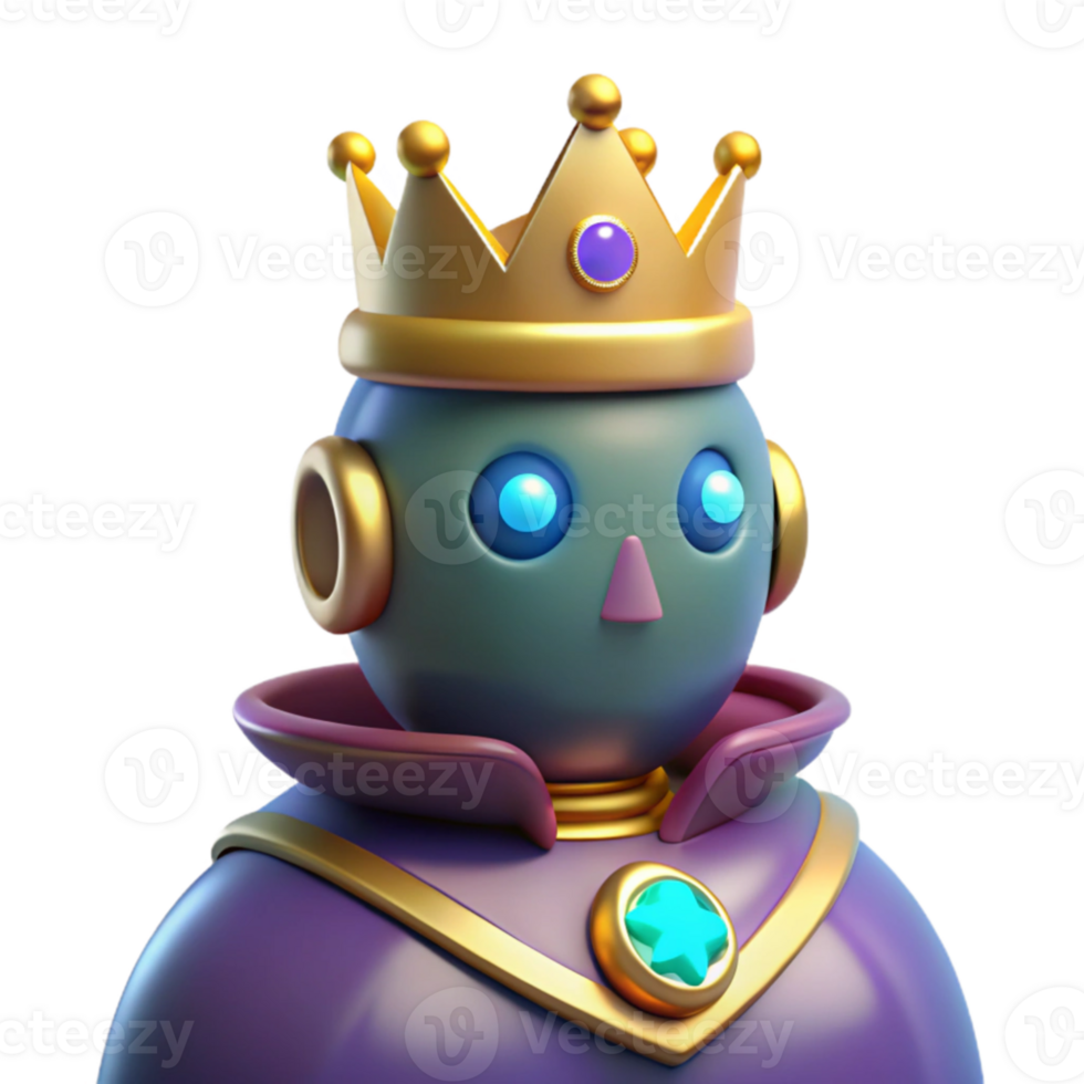 impressive traditional Royal Robot King 3D Render high resolution png