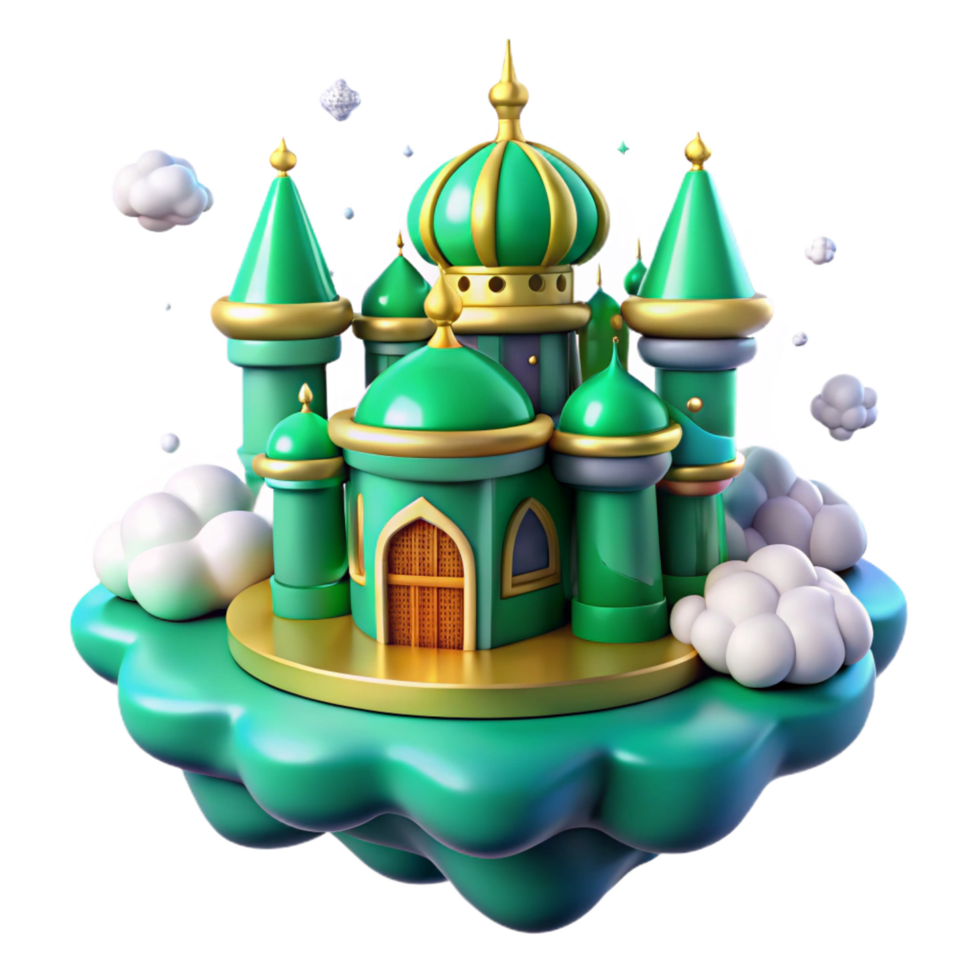 extraordinary abstract Enchanted Green Castle on Cloud Island high resolution png