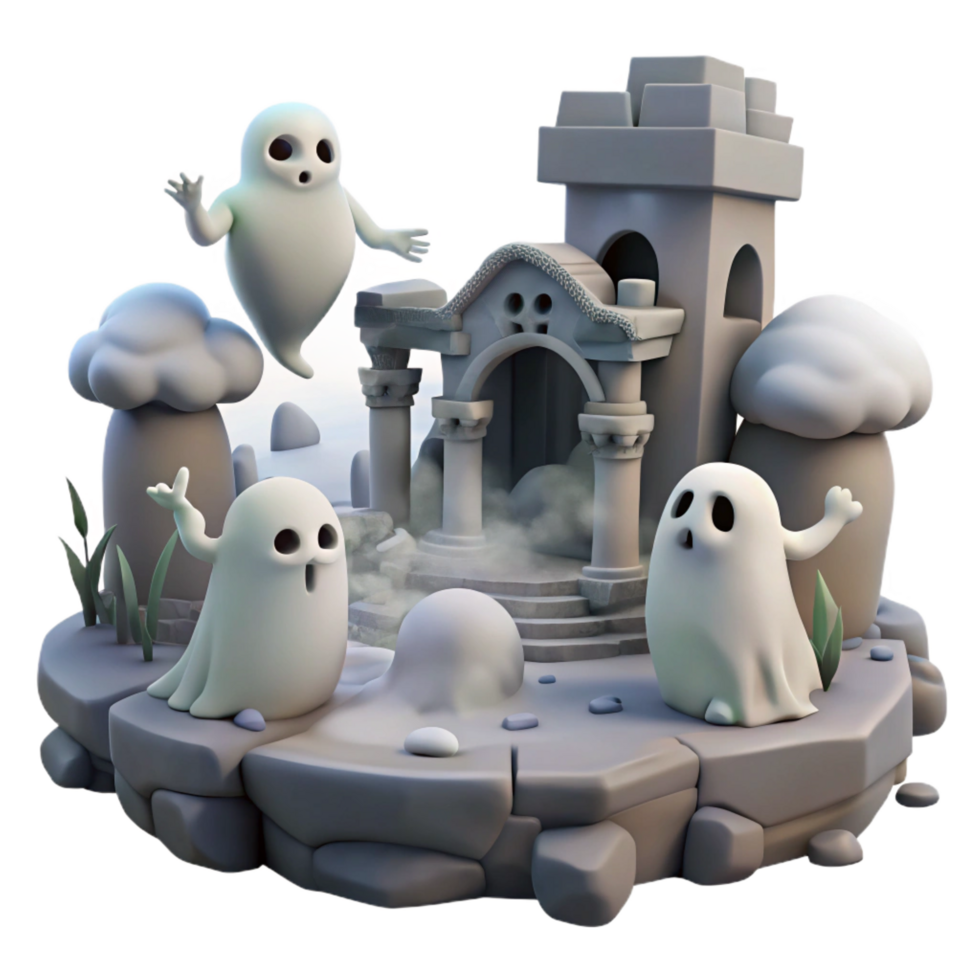 impressive modern Spooky Ghosts in Haunted Ruins 4K png
