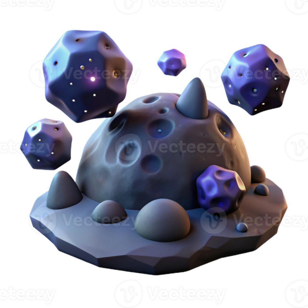extraordinary abstract 3D Render of Crystalline Asteroid Field professional png