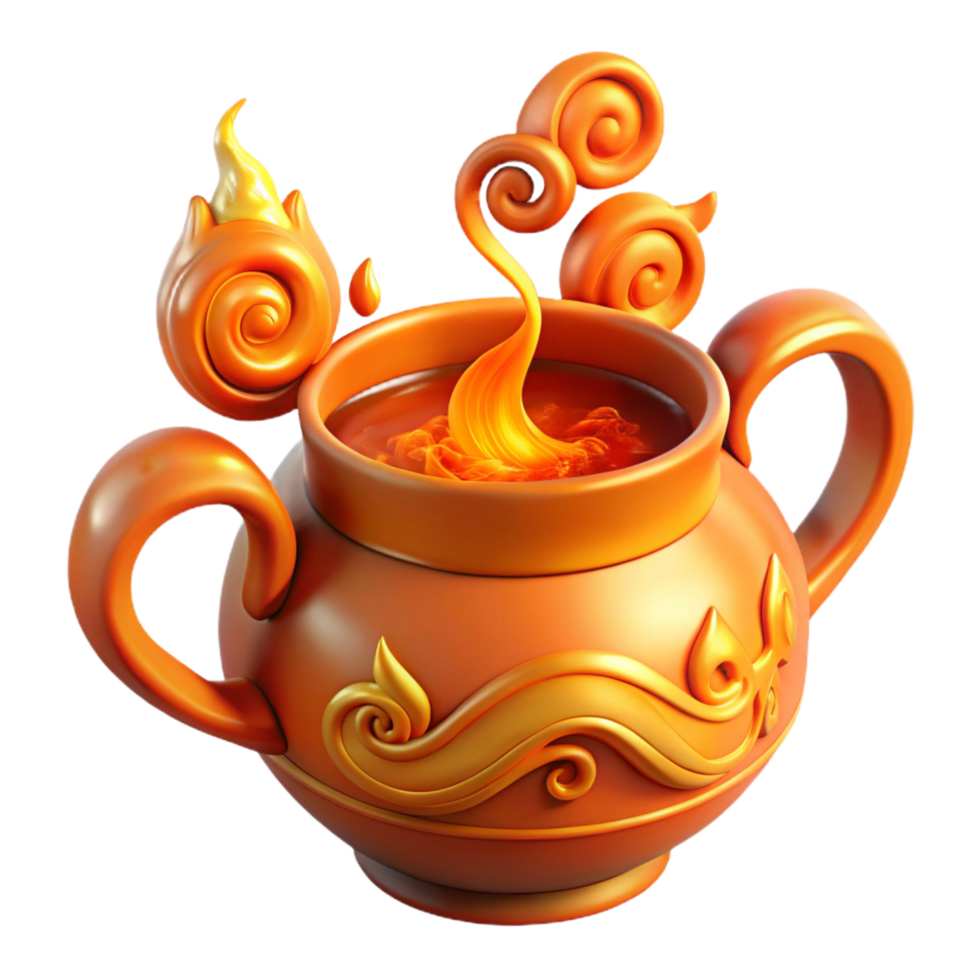 impressive classic Fiery Elixirs A 3D Render of a Decorative Pot high resolution png