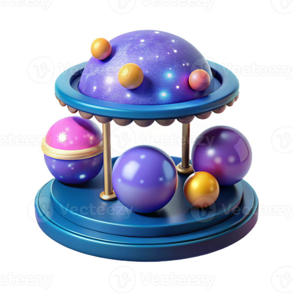 elegant creative 3D Render Cosmic Carousel Illustration detailed png
