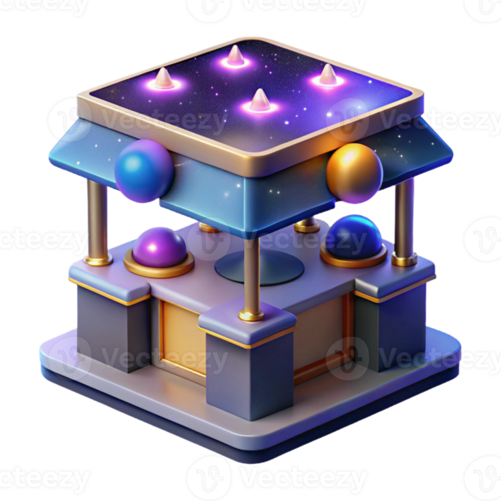 wonderful vintage Cosmic Shrine 3D Render high resolution png