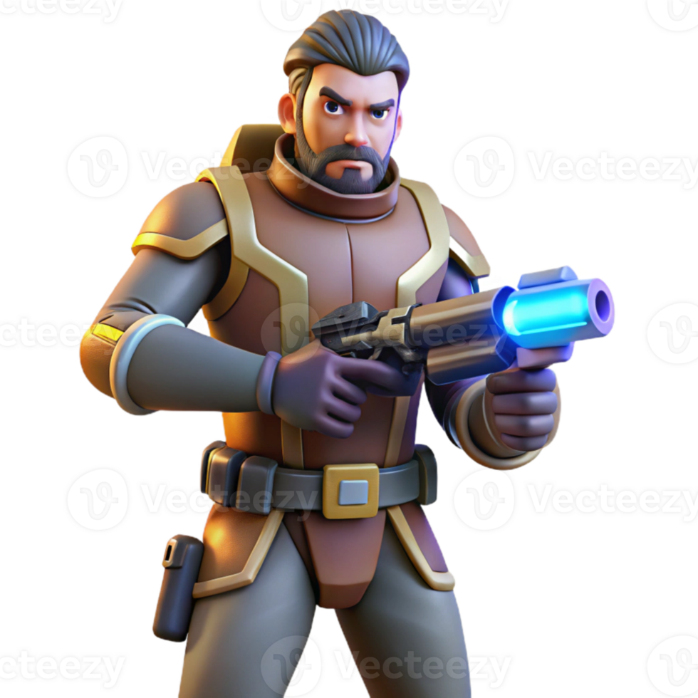 serene classic 3D Render Soldier with Blaster high quality png