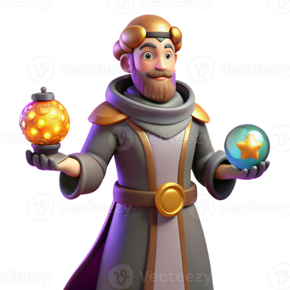 serene minimalist Wise Wizard 3D Render high resolution png