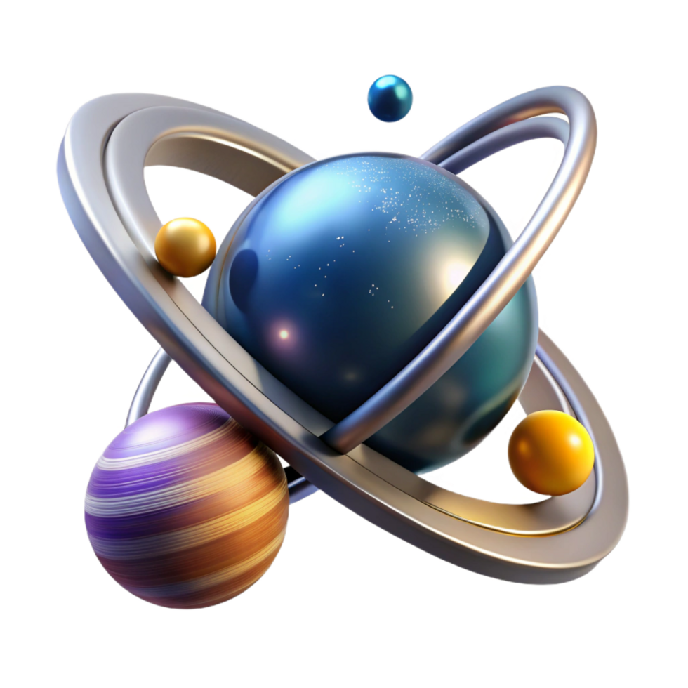 wonderful creative Abstract Planetary System 3D Render of Orbits and Celestial Bodies professional png