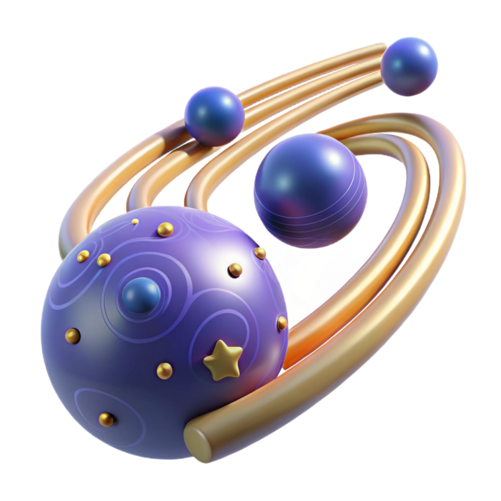 magnificent minimalist Abstract Cosmic Orbit 3D Render of Celestial Bodies professional png