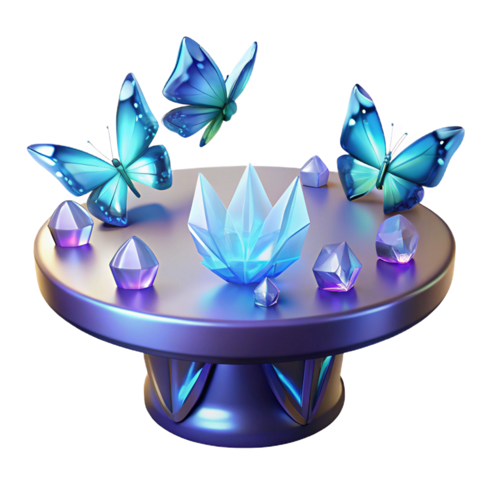 dramatic artistic Crystals, Butterflies, and a Mystical Pedestal exclusive png