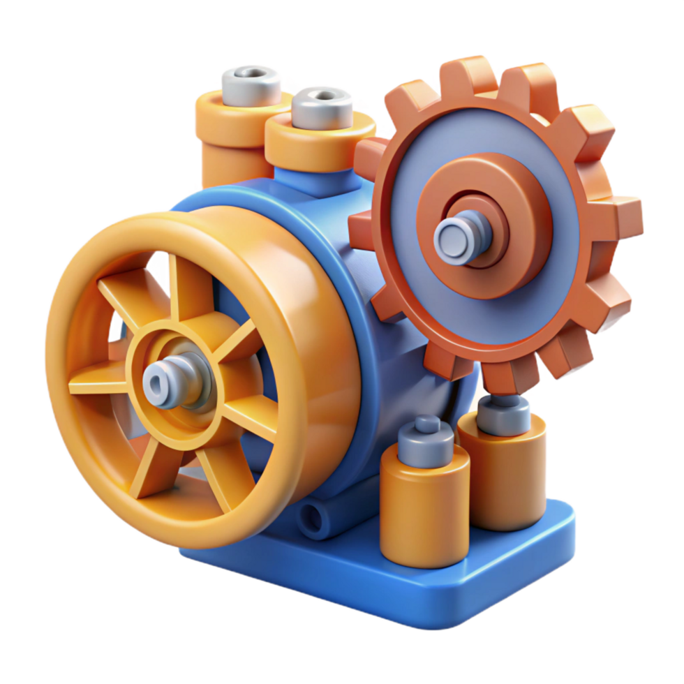serene rustic 3D Model Colorful Gear Machine high quality png