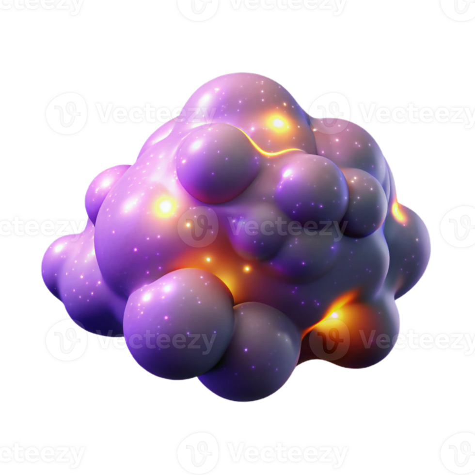 magnificent contemporary Abstract 3D Render Purple Glowing Bubbles genuine png