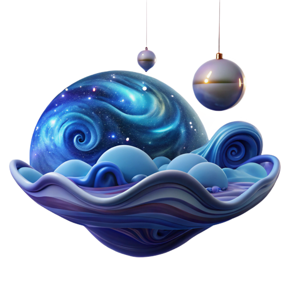 magnificent modern Celestial Ornament 3D Render of Galaxy in Shell high quality png