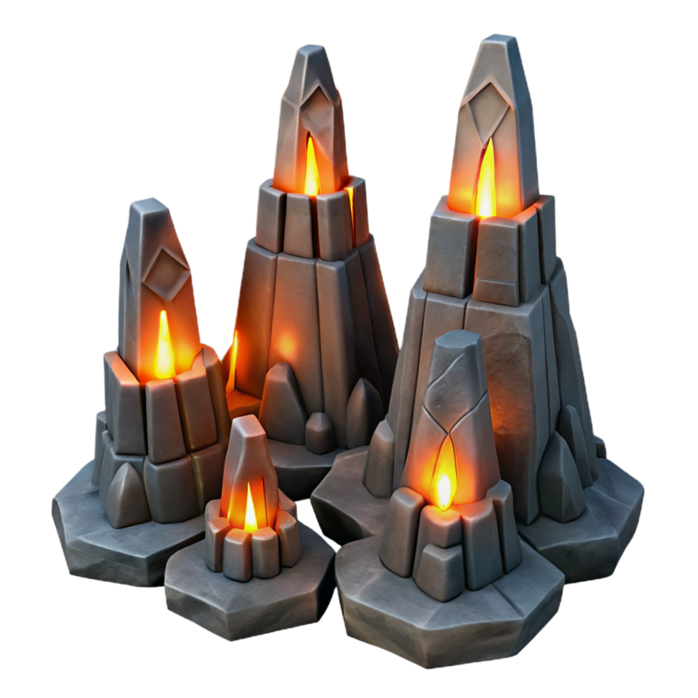 extraordinary traditional Glowing Stone Peaks Fantasy Game Asset genuine png