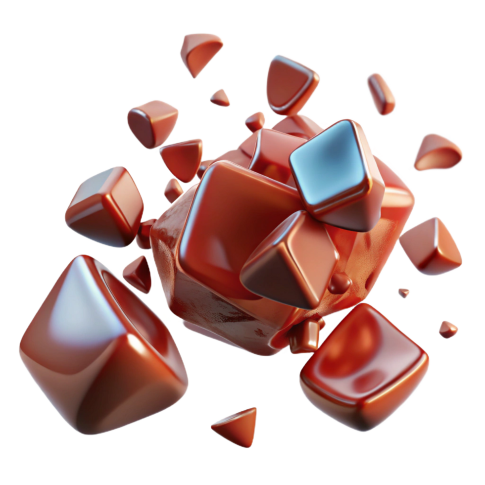 extraordinary traditional Abstract 3D Cubes Exploding, Shiny Brown Geometric Shapes original png