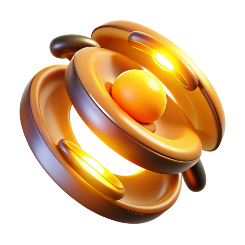 elegant creative Abstract Golden Rings and Sphere 3D Render premium png