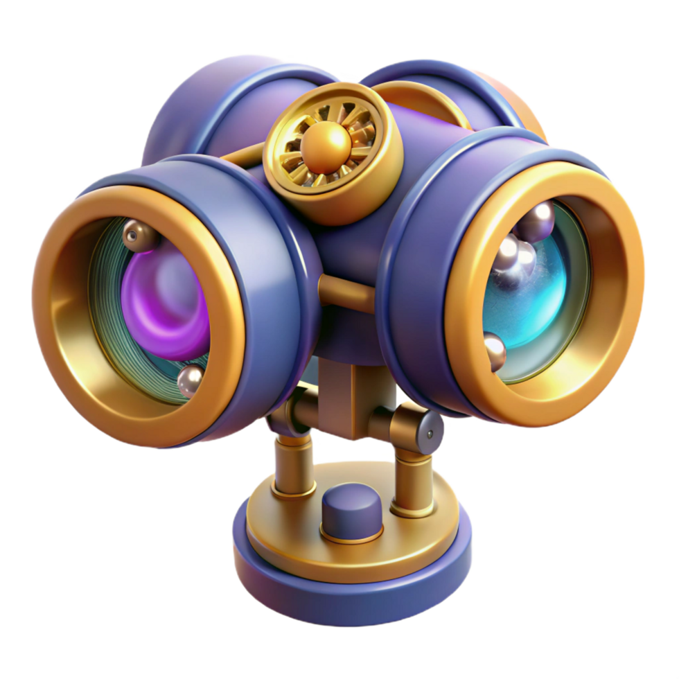 beautiful creative Triple Lens Device Futuristic Technology, 3D Render detailed png