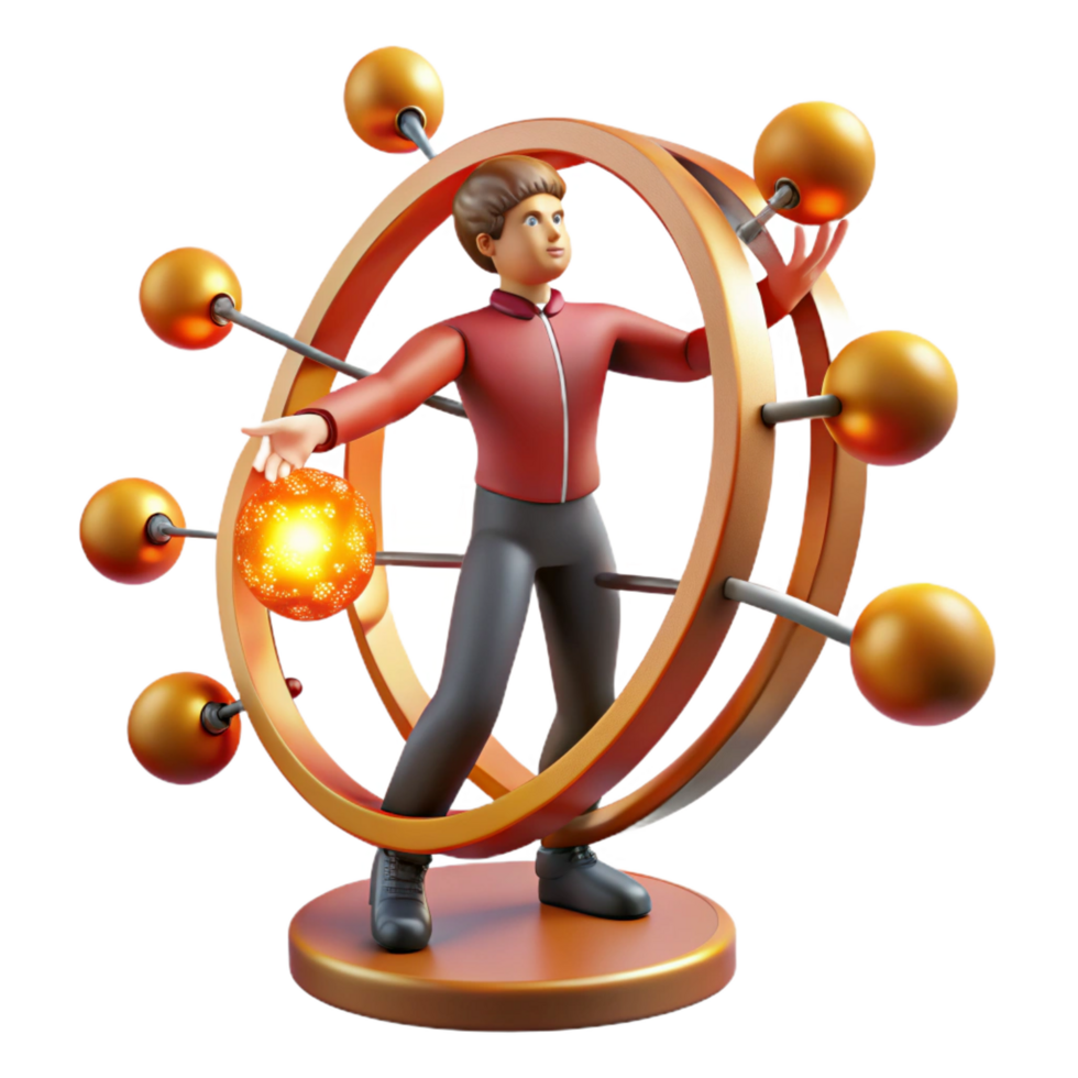 serene rustic 3D Render Person Controlling Energy Sphere in Circular Device genuine png