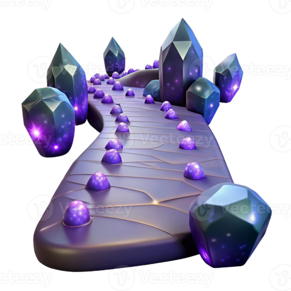 beautiful artistic Glowing Crystal Path 3D Render authentic png