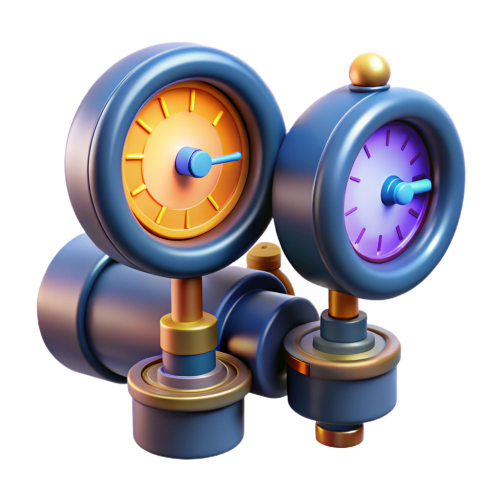 elegant modern Dual Gauge System 3D Render of Industrial Measurement Device genuine png