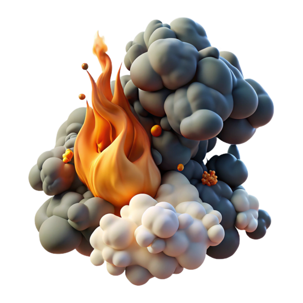 impressive minimalist Abstract Fire, Smoke, and Clouds 3D Render authentic png