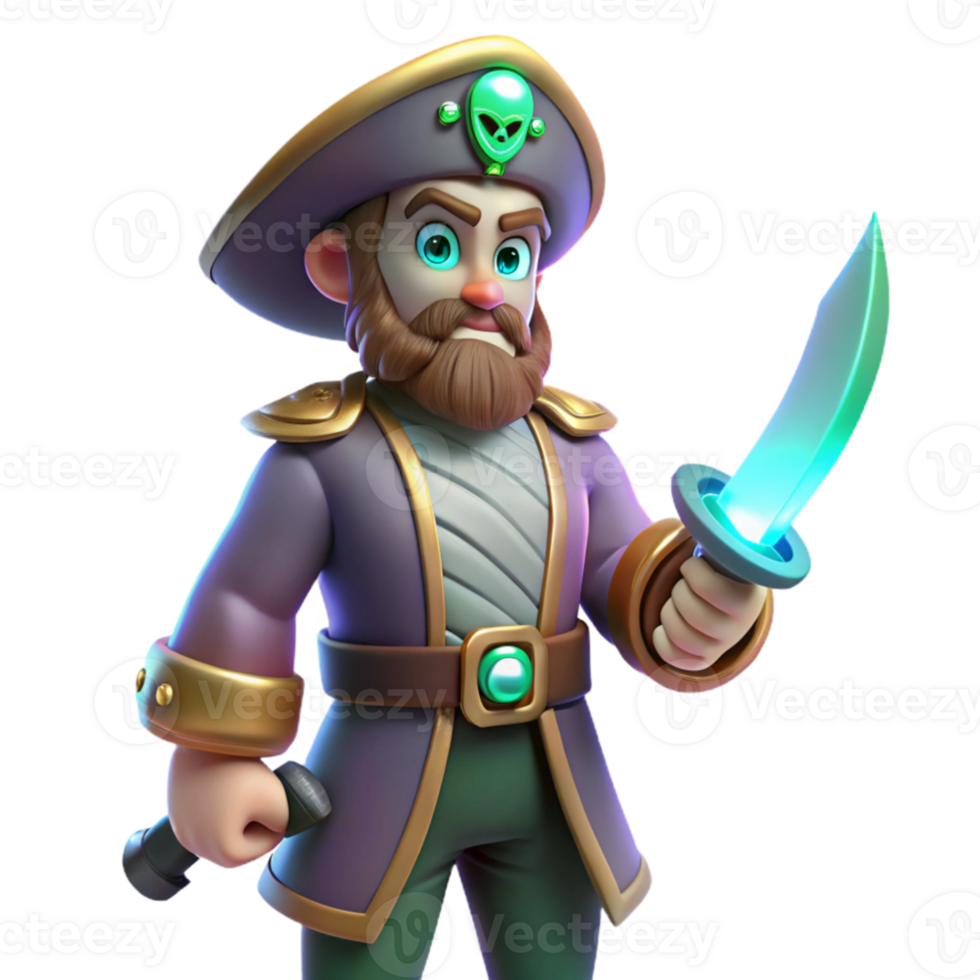 wonderful artistic 3D Cartoon Pirate Captain Illustration premium png