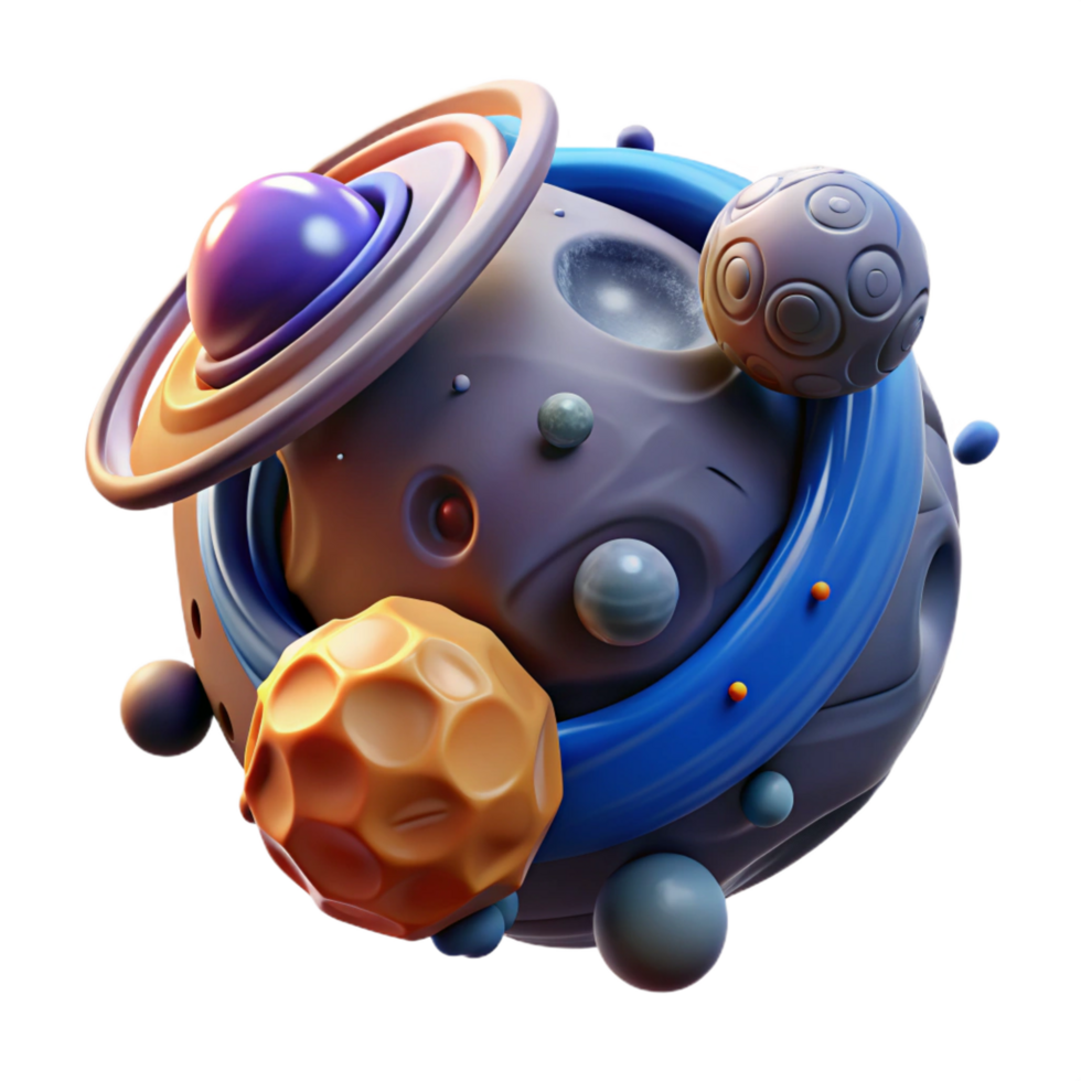 impressive abstract Abstract Cosmic Sphere 3D Render of Planetary System premium png