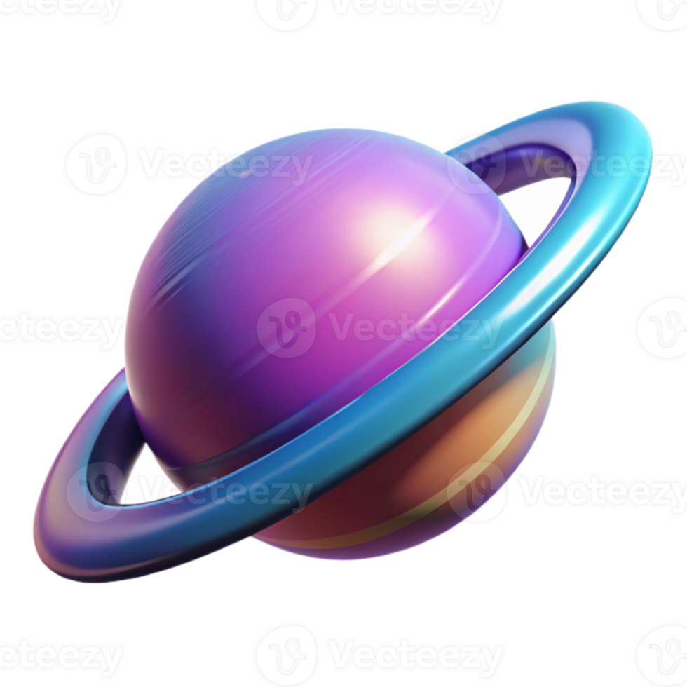 magnificent artistic 3D Render of a Colorful Planet with Rings professional png