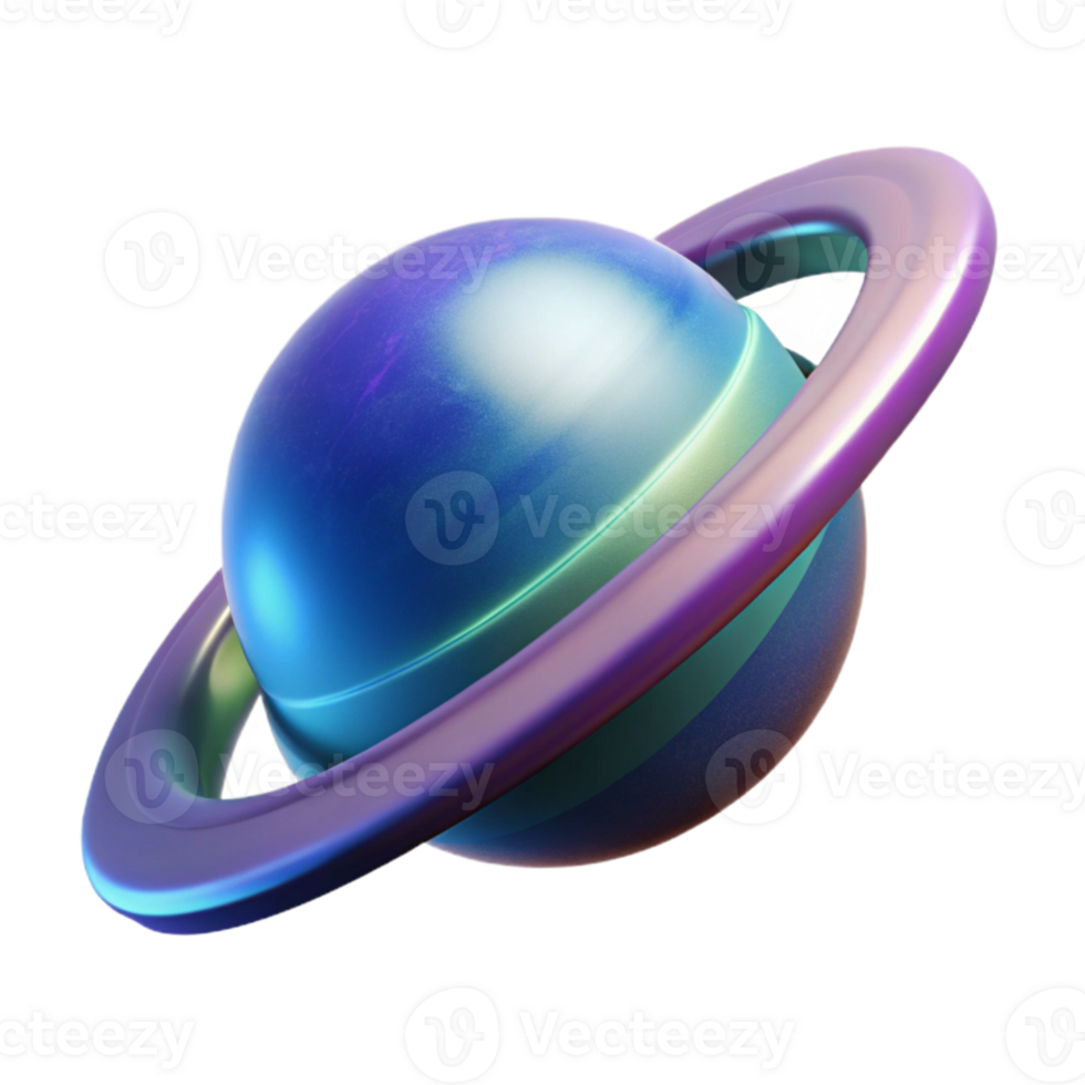 dramatic vintage Iridescent Planet 3D Render high quality png