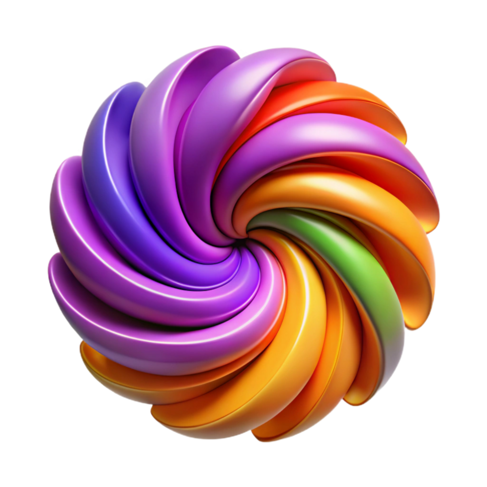 wonderful traditional Abstract Colorful Swirl 3D Render of a Multicolored Spiral exclusive png