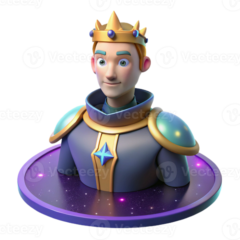 vibrant artistic 3D Cartoon King Illustration genuine png