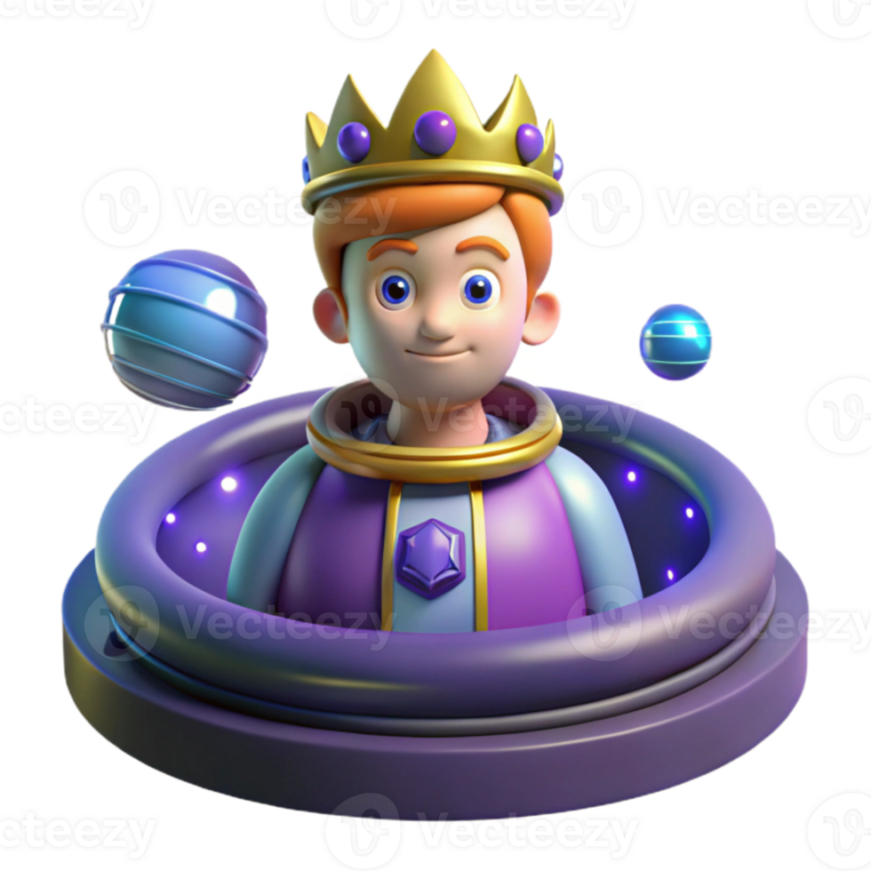 serene classic 3D Render King Child in Space Pod original png